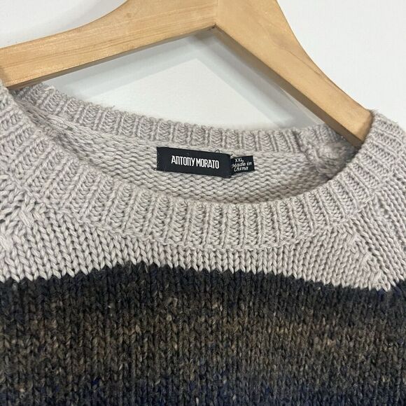 Antony Morato Blue Wool Blend Crewneck Sweatshirt 2XL - Picture 2 of 5